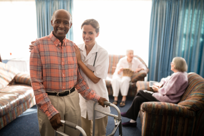 senior patients and a caregiver